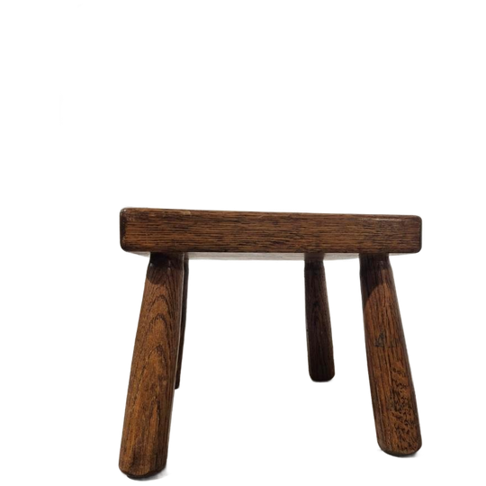 Vintage Brutalist Massied Eiken Tafeltje Japandi 1