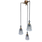 Vintage Hollywood Regency Cascade Goud/messing Hanglamp Met 3 Transparant Glazen Kelken, 1960s thumbnail 1