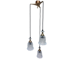 Vintage Hollywood Regency Cascade Goud/messing Hanglamp Met 3 Transparant Glazen Kelken, 1960s