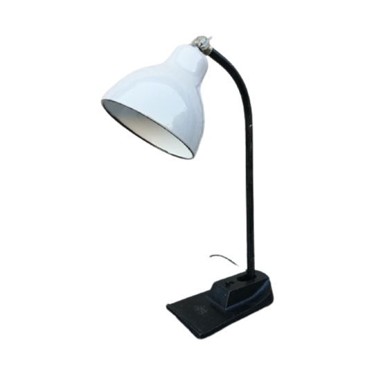 Antieke Bureaulamp Emaille Kap 1