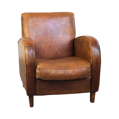 Stoere Sleetse Maar Erg Comfortabele Strakke Schapenleren Design Fauteuil