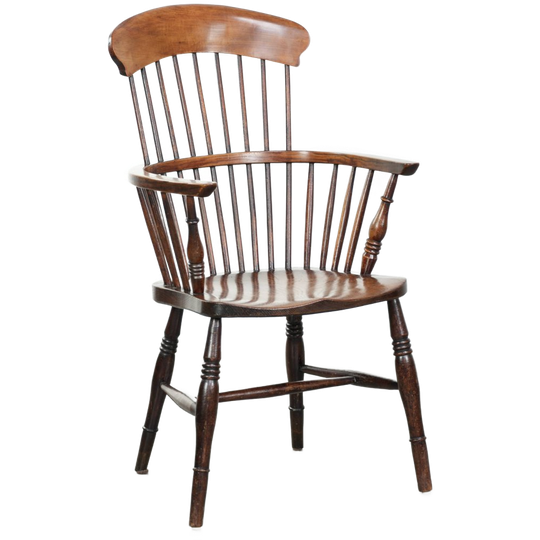 Mooie, Niet Veel Voorkomende, Antieke Engelse Windsor Highback Chair Uit De 19e Eeuw Met Een Prachtig Patina 1