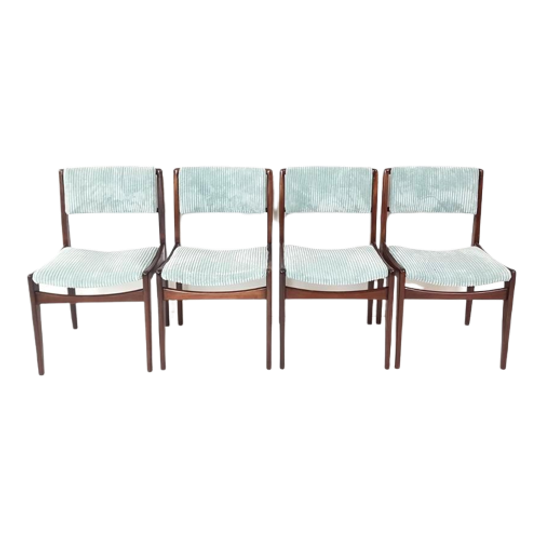 4 Vintage Eettafel Stoelen | Licht Blauwe Rib Nieuw 1