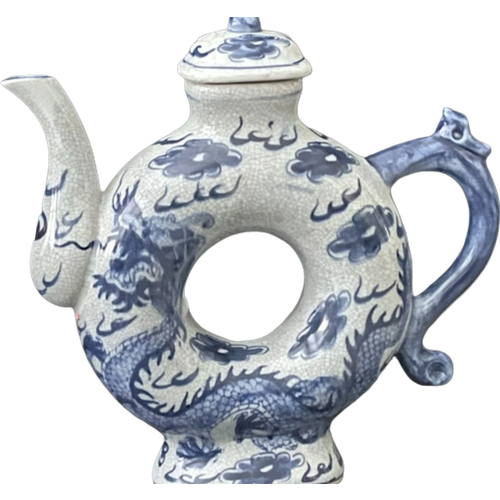 Chinees Blauw Wit Porselein - Donut Theepot