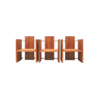 3X Zeer Zeldzame Modenistische Brutalist Fauteuil Ontworpen Door Architect Fritz Zeiger