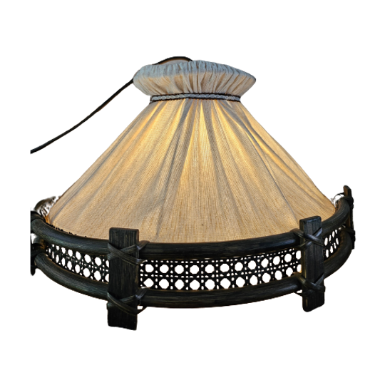 Vintage Hanglamp Manou Rotan Stof 1