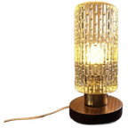 Mid-Century Bedlamp Van Teak, Messing En Glas thumbnail 1