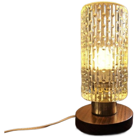 Mid-century Bedlamp Van Teak, Messing En Glas 1