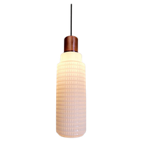 Scandinavische Hanglamp In Witte Opaline En Koper, 1960