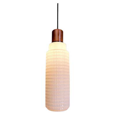 Scandinavische Hanglamp In Witte Opaline En Koper, 1960