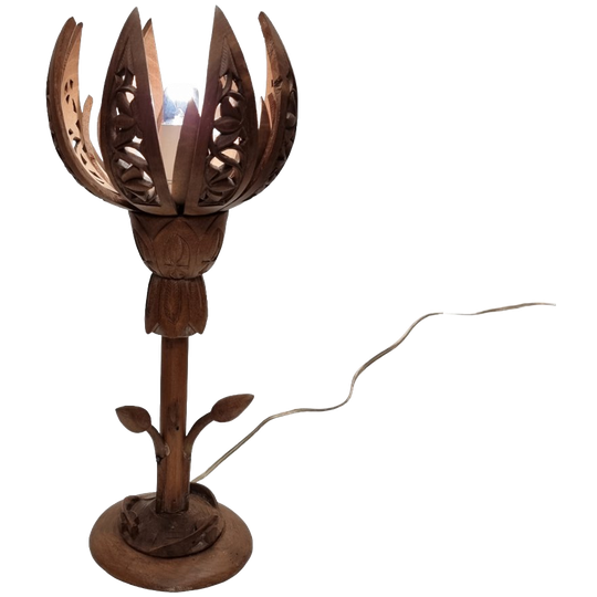 Houten Vintage Lotus Lamp 1