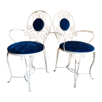 Brocante Vintage Smeedijzeren Stoelen Met Nieuwe Stoffering