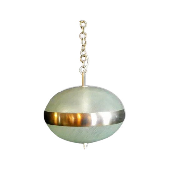 Vintage Hanging Lamp Made Of Glass AND Chrome 1
