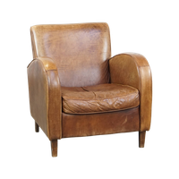 Cognac-Kleurige Rundleren Armchair Met Een Strak Design En Comfortabele Zit