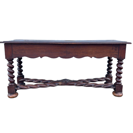 Stoere Antiek Eiken Sidetable Met Grenen Blad, Getorste Poten / Maten Volgen Nog 1