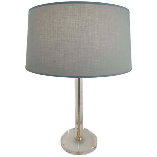 Tafellamp Hollywood Regency Stijl Plexiglas Met Grijze Kap. 1