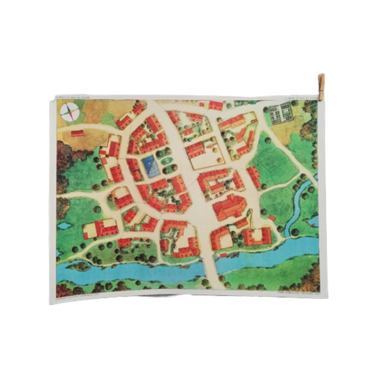 Dubbelzijdige Schoolprent - Plan De L'école / Plan Du Village 1