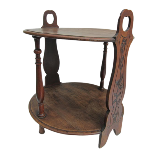 Art Nouveau Rond Houten Tafeltje, Bijzettafeltje, Wijntafel 1