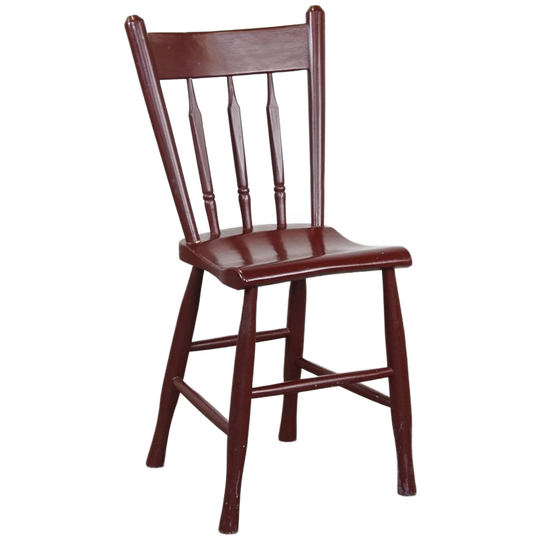 Vintage Hollandse Boeren Eetkamer/bijzetstoel Gemaakt Van Bordeaux Rood Gekleurd Hout 1