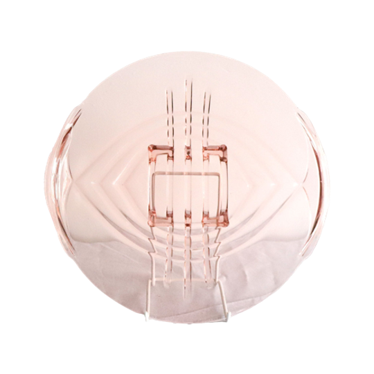 Art Deco Roze Persglazen Schaal, Tsjechoslowakije Jaren '30 1
