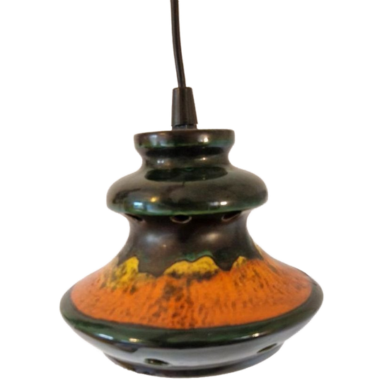 Vintage Keramieke Hanglamp Oranje Lamp 1