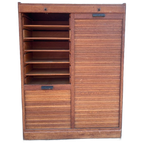 Dubbele Eiken Archiefkast, Rolluikkast, 120 Cm Hoog thumbnail 1