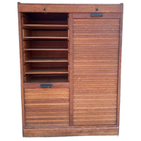 Dubbele Eiken Archiefkast, Rolluikkast, 120 Cm Hoog
