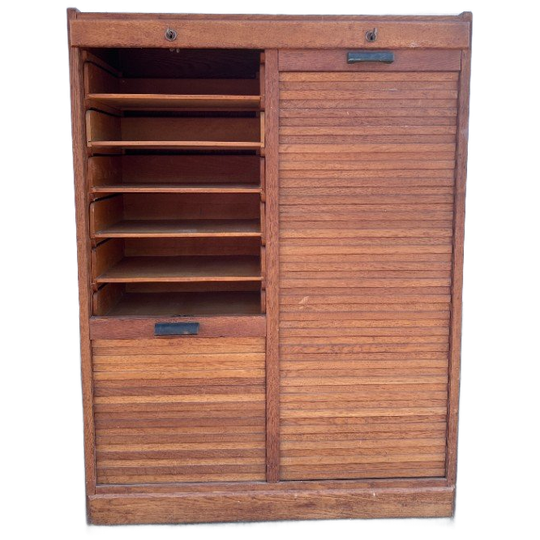 Dubbele Eiken Archiefkast, Rolluikkast, 120 Cm Hoog 1