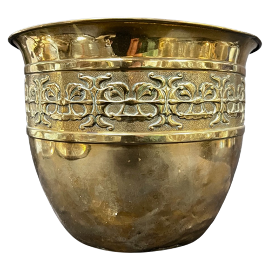 Vintage Messing Bloempot, Doorsnede 22 Cm 1