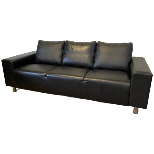 Zwarte Leren 3-zitsbank – Comfortabele Moderne Stijl – Duurzame Constructie – Gratis Levering Nl & Be 1