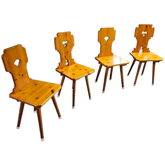 4 X Folk / Tyroler / Pine Wood Chairs / 1970 1