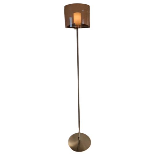 Italiaanse Design Vloerlamp Met Glazen Kap En Diffuser.