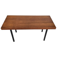 Retro Bijzettafel - Vintage - Strak Teakhout - Metaal - 60'S