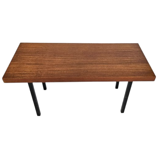 Retro Bijzettafel - Vintage - Strak Teakhout - Metaal - 60's 1
