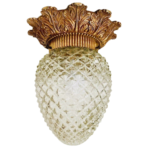 Vintage Plafondlamp Barok Messing Goud Pineapple Plafonnière