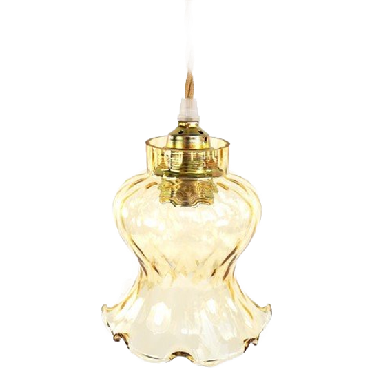 Vintage Glazen Lampenkap Amber Geschulpt 1
