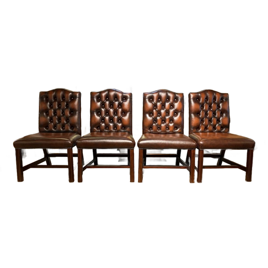 4 X Engelse Chesterfield Eetkamer Stoelen Als Nieuw Dark Rust Gainsborough 1