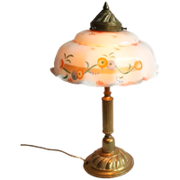 Vintage Art-Deco Tafellampje Met Opaline Glazen Kap, Jaren '20/'30