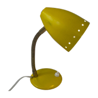 Vintage Desk Lamp - Yellow - Brass Gooseneck And Power Switch On The Base