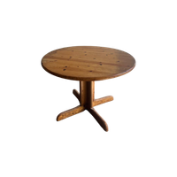 Vintage Round Pine Wood Table 70'S.
