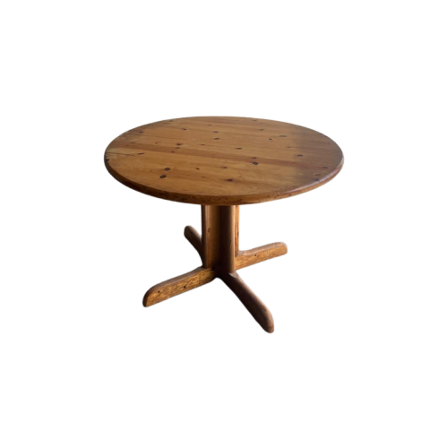 Vintage Round Pine Wood Table 70'S.