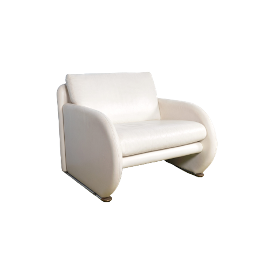 Wit Leren Postmoderne Fauteuil Van Jan Armgardt Voor Leolux 1