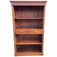 Klassiek Teakhouten Boekenkast Afm. 118 X 44Cm En 199Cm Hoog