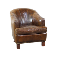 Stijlvolle Fauteuil Gemaakt Van Rundleer Met Een Unieke Vormgeving En Een Prachtige Afwerking