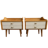 Set Of 2 1960S Nightstands With Glass Top