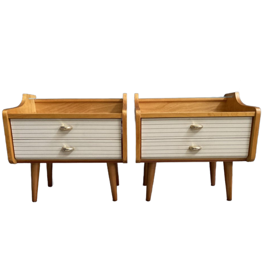 Set Of 2 1960S Nightstands With Glass Top 1