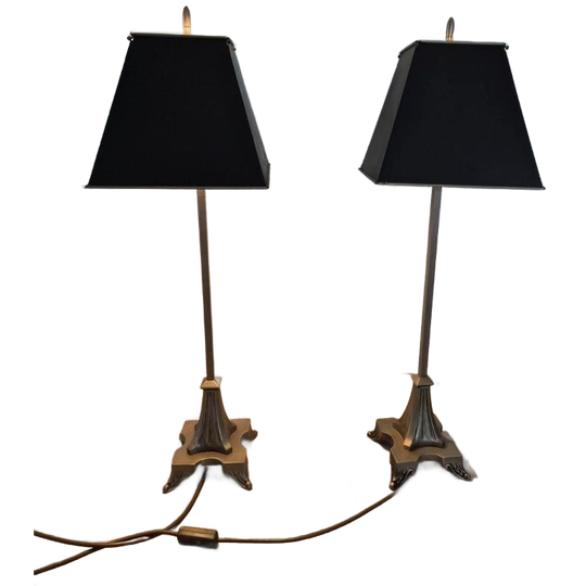 Een Paar Klassieke Metalen Tafellamp Regency 1