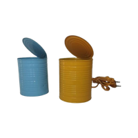 Table Lamp Tin Can Bleu And Yellow - Vrieland Design - 1980s