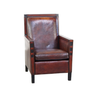 Schapenleren Art Deco Design Armchair Gecombineerd Met Hout En Een Mooi Patina