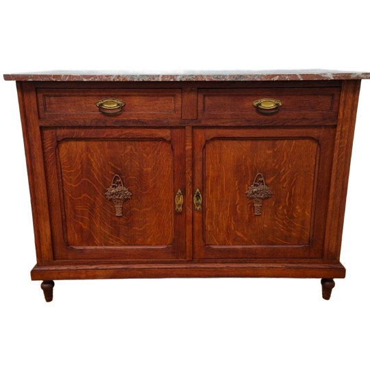 Vintage Antiek Dressoir Commode Ladekast Badkamermeubel Met Marmer Blad 702 1